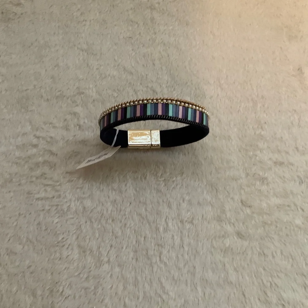Gold-Tone Multicolor Beaded Bracelet Watch Strap - Women's Accessory